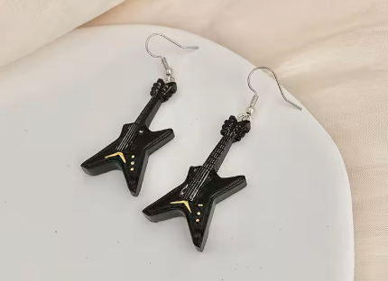 Black Electric Guitar Earrings