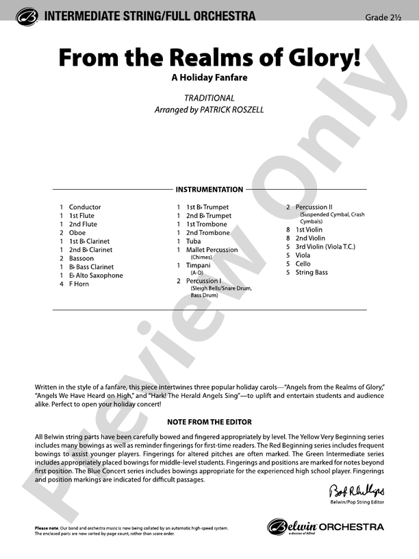 From the Realms of Glory! – Full Orchestra Conductor Score & Parts (Digital Download)