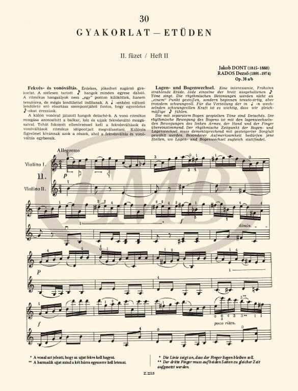 Dont - Gradus ad Parnassum Op38/3 - Violin/2nd Violin Accompaniment EMB Z2215