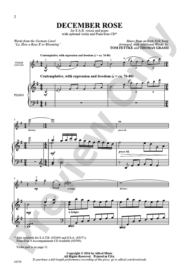 December Rose – SAB Choral Octavo (Digital Download)