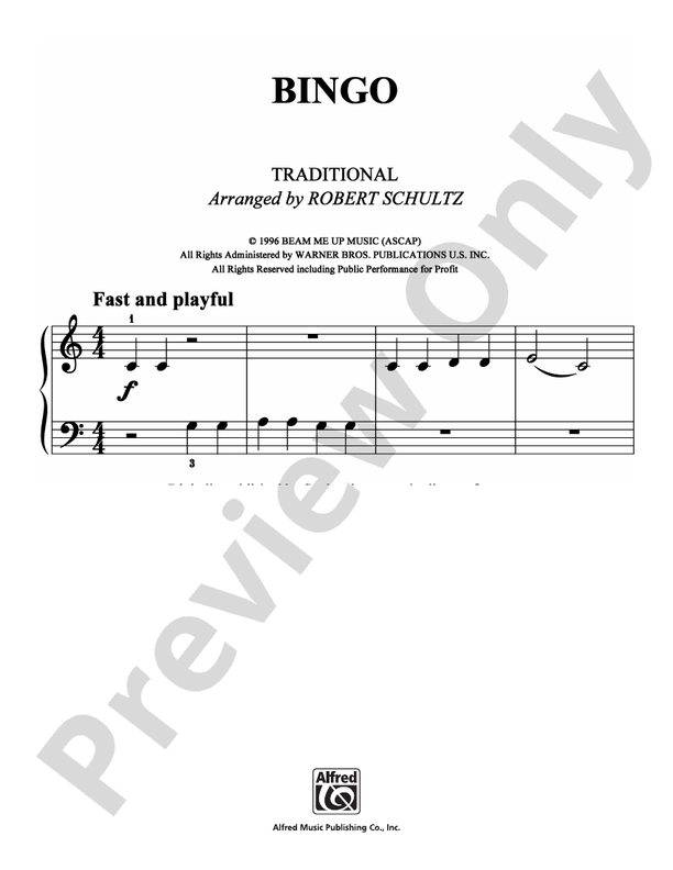Bingo - Arr. Robert Schultz - Easy Piano (Digital Download)