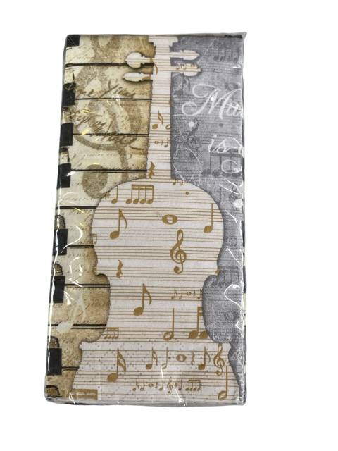 Music Tissues Violin Motive Piano Keys and Manuscript Gold White Grey