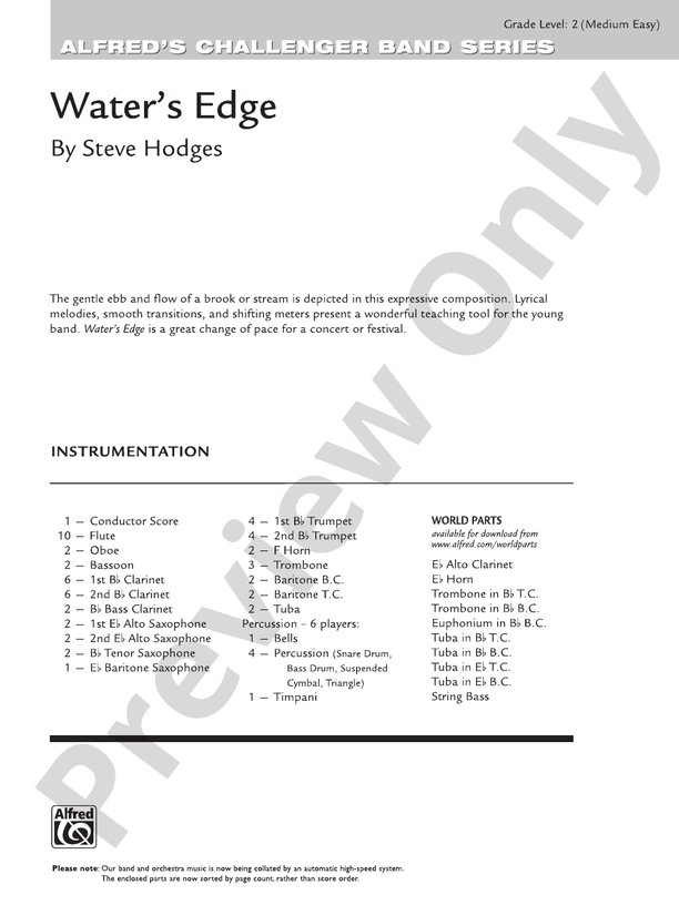 Water's Edge - Concert Band Conductor Score & Parts (Digital Download)