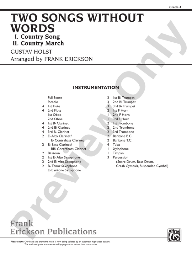 Two Songs Without Words - Concert Band Conductor Score & Parts (Digital Download)