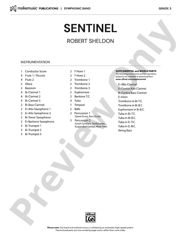 Sentinel – Concert Band Conductor Score & Parts (Digital Download)