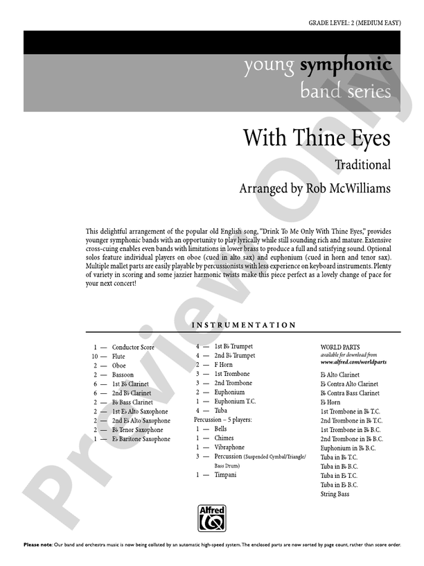 With Thine Eyes - Concert Band Conductor Score & Parts (Digital Download)