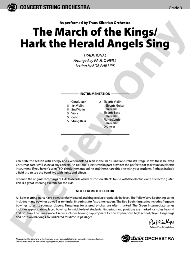The March of the Kings / Hark the Herald Angels Sing – String Orchestra Conductor Score & Parts (Digital Download)