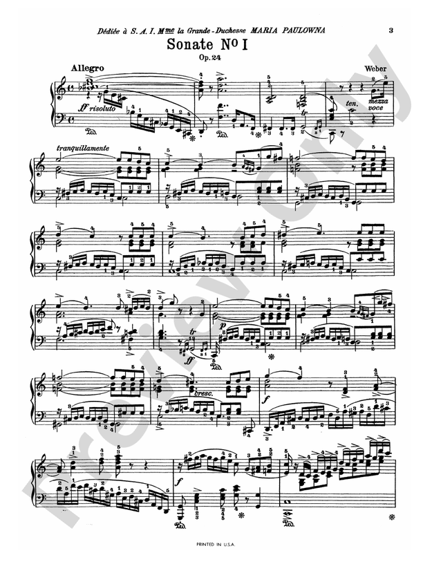 Weber - Four Piano Sonatas - Piano Solo (Digital Download)