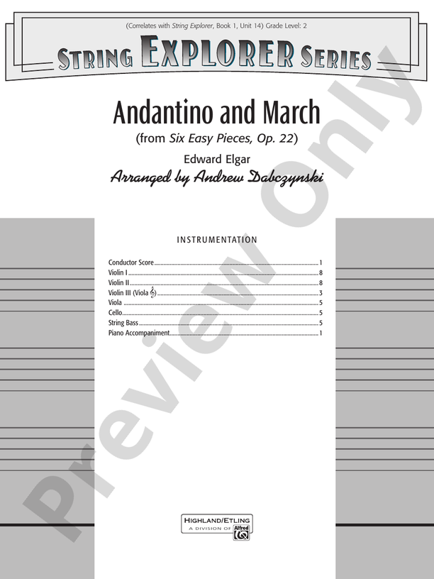 Andantino and March – String Orchestra Conductor Score & Parts (Digital Download)