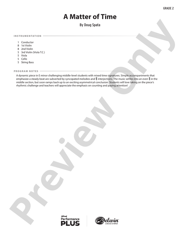 A Matter of Time - String Orchestra Conductor Score & Parts (Digital Download)