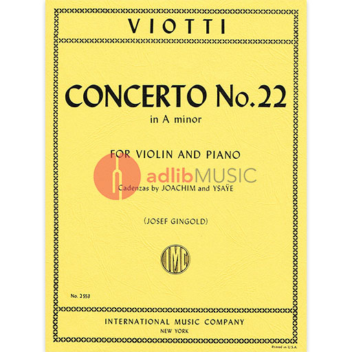 Viotti Violin Concerto No 22 in A Minor Violin/Pno
