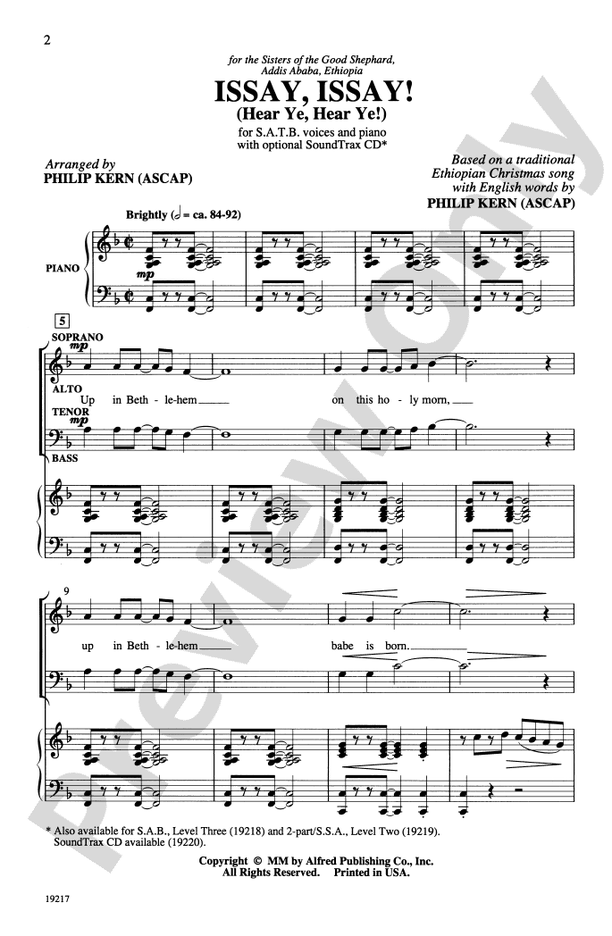 Issay, Issay! (Hear Ye, Hear Ye!) – SATB Choral Octavo - Digital Sheet Music Download (Digital Download)