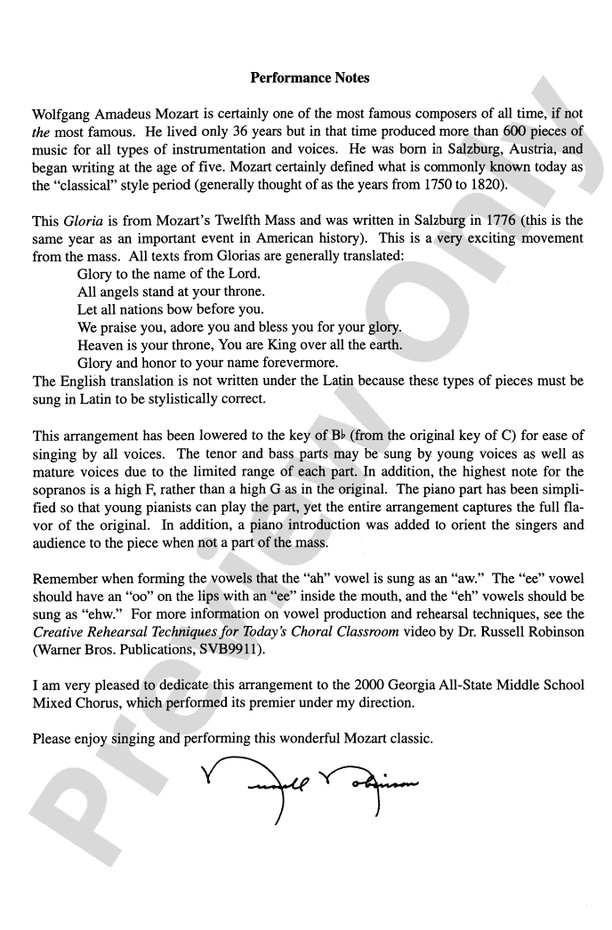 Gloria (from the Twelfth Mass) – SATB Choral Octavo (Digital Download)
