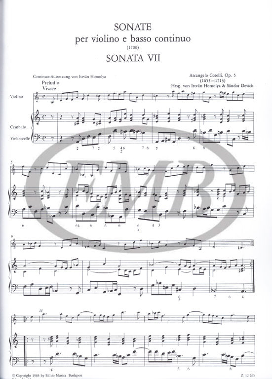 Corelli - 12 Sonatas Op5 Volume 2 - Violin/Basso Continuo EMB Z12265
