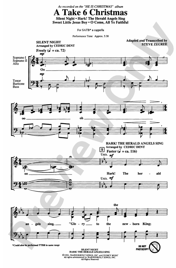 A Take 6 Christmas (A Medley) - SATB, a cappella Choral Octavo (Digital Download)