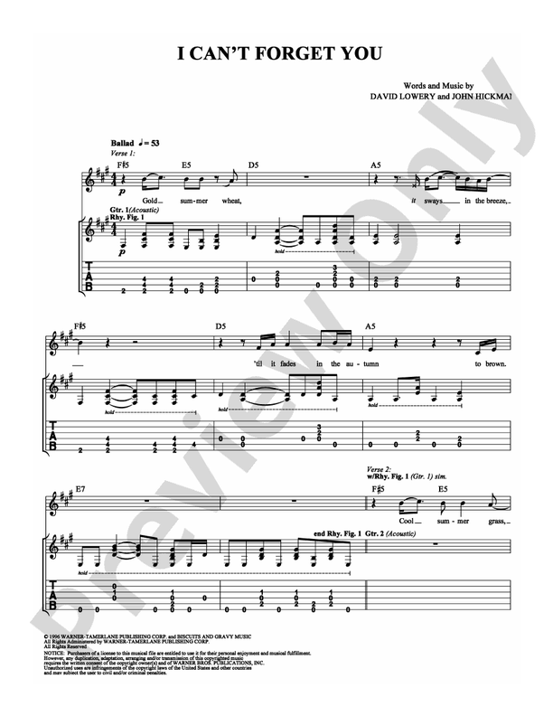 I Can't Forget You - Guitar TAB (Digital Download)