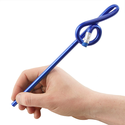 Bent Treble Clef Shape Pencil Electric Blue
