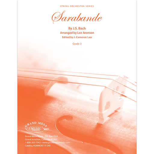 Bach - Sarabande - String Orchestra Grade 3 Score/Parts arranged by Aronson Grand Mesa 20142190