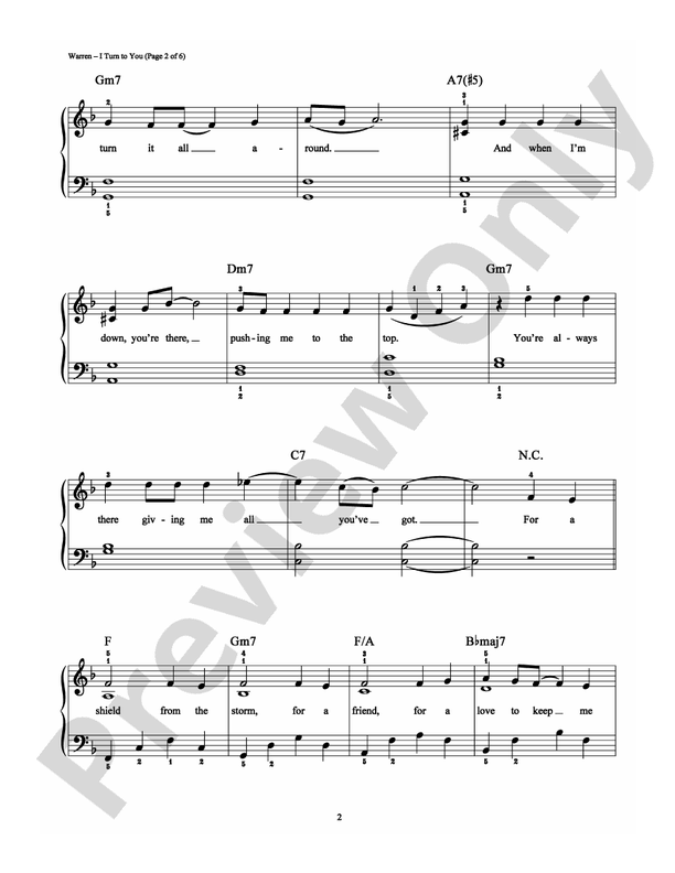 I Turn To You - Arr. Richard Bradley (DSM-PS-0004612) - Easy Piano (Digital Download)