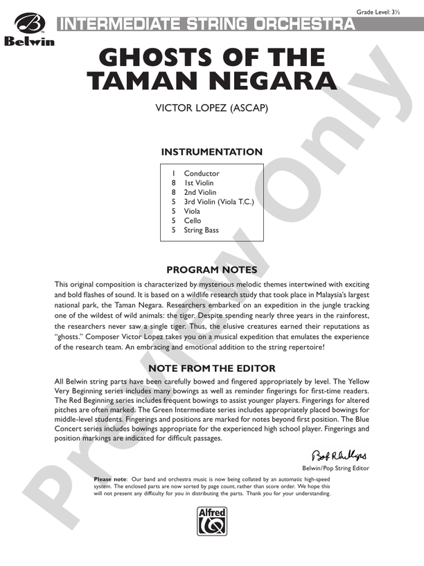 Ghosts of the Taman Negara – String Orchestra Conductor Score & Parts (Digital Download)