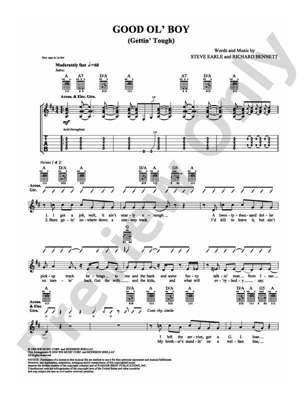 Good Ol' Boy (Gettin' Tough) - Guitar TAB (Digital Download)