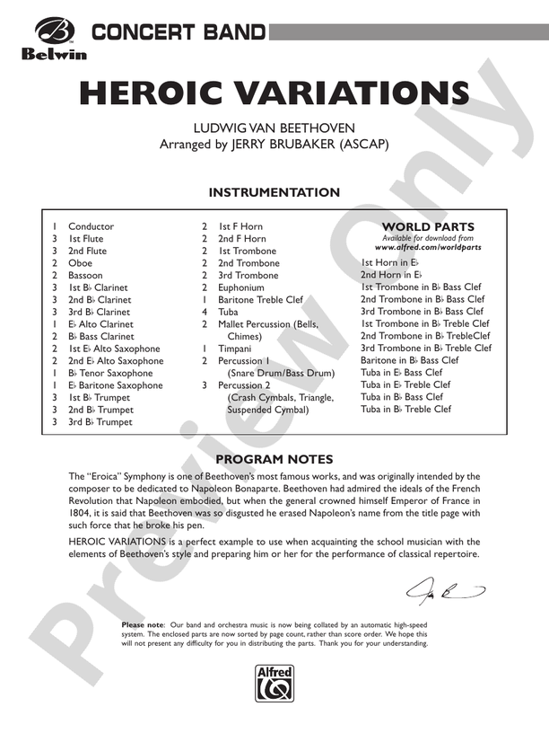 Heroic Variations - Concert Band Conductor Score & Parts (Digital Download)