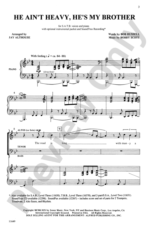 He Ain't Heavy, He's My Brother – SATB Choral Octavo (Digital Download)