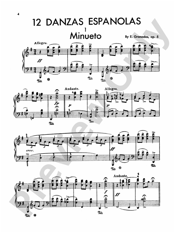 Granados - Twelve Spanish Dances (Volume I) - Piano Solo (Digital Download)