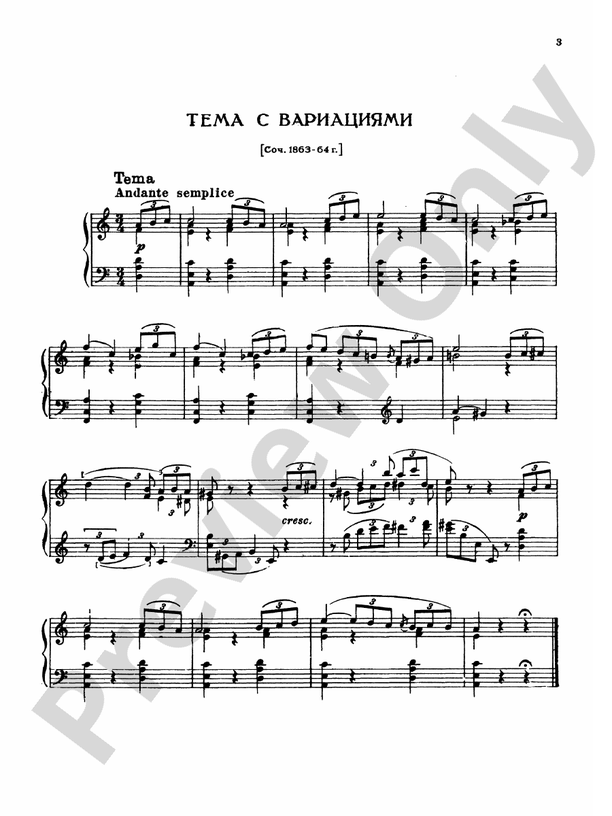 Tchaikovsky - Collection I (4 Piano Pieces) - Piano Solo (Digital Download)