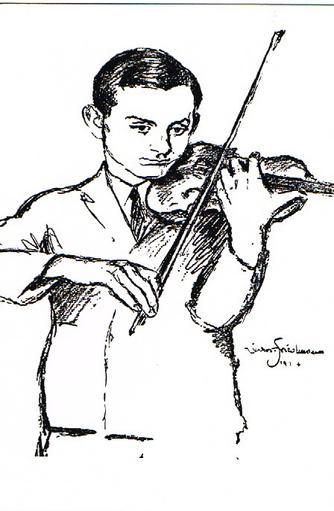 Greeting Card - Drawing of Szymon Goldberg by David Friedmann