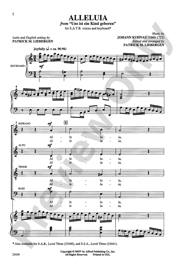 Alleluia (from Uns ist ein Kind geboren) - SATB Choral Octavo (Digital Download)