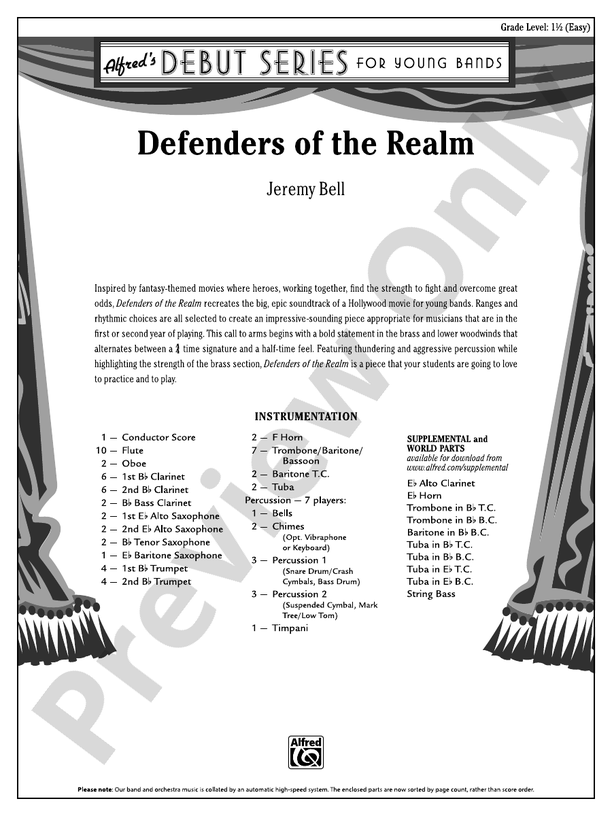 Defenders of the Realm - Concert Band Conductor Score & Parts (Digital Download)