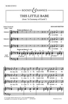 This Little Babe - (from A Ceremony of Carols) SSA and Harp (Piano) - Benjamin Britten - 3-Part Boosey & Hawkes Octavo