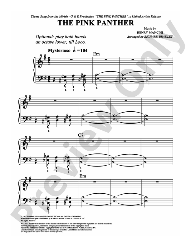 The Pink Panther - DSM-PS-0007494 - Easy Piano (Digital Download)