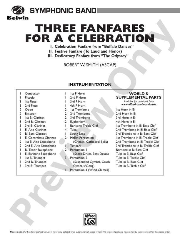 Three Fanfares for a Celebration - Concert Band Conductor Score & Parts (Digital Download)