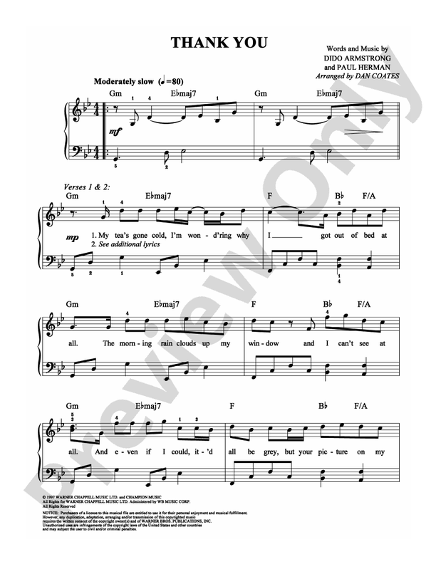 Thank You - Arr. Dan Coates - Easy Piano (Digital Download)