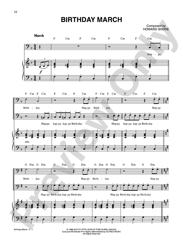 Birthday March - Howard Shore - PVG (Digital Download)