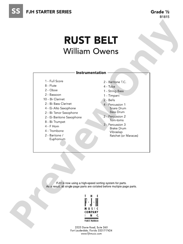 Rust Belt – Concert Band Conductor Score & Parts