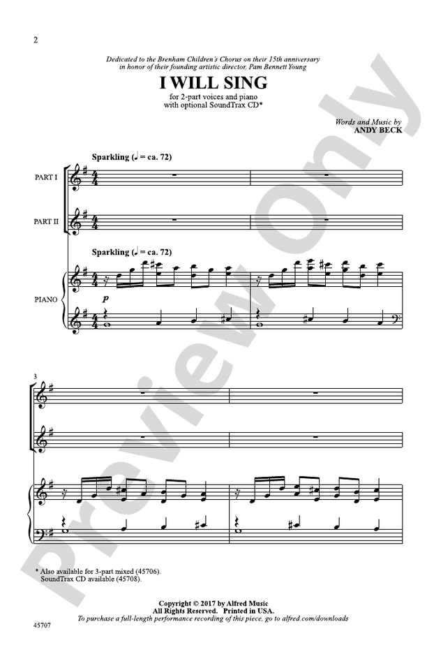 I Will Sing – 2-Part Choral Octavo (Digital Download)