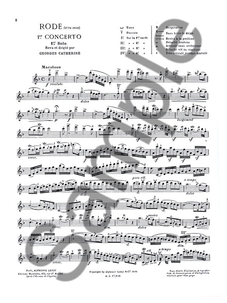 Concerto No. 1 1st Movement - Pierre Rode - Violin/Piano - Leduc