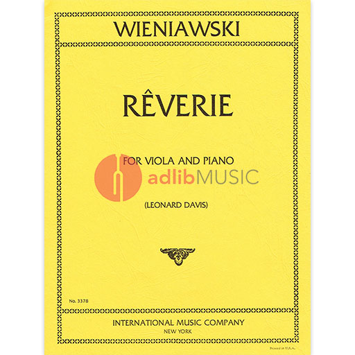Wieniawski - Reverie - Viola/Piano Accompaniment IMC IMC3378