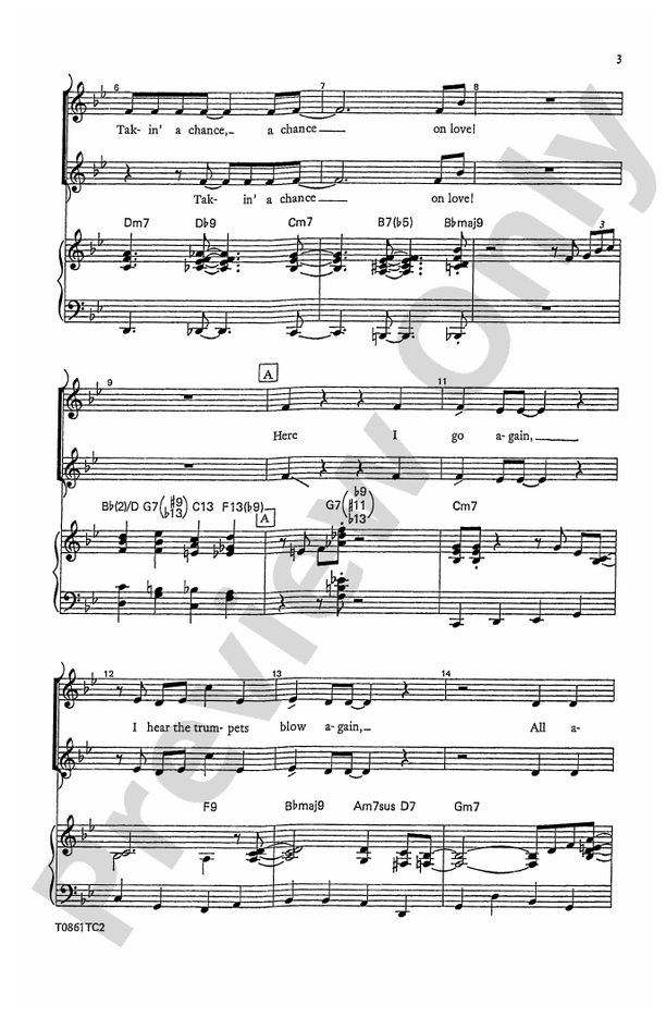 Taking a Chance on Love - SSA Choral Octavo (Digital Download)
