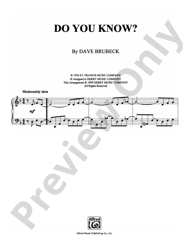 Do You Know? - Piano (Digital Download)