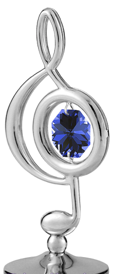 Crystocraft Treble Clef Silver with a Blue Sapphire