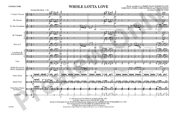 Whole Lotta Love – Marching Band Conductor Score & Parts (Digital Download)