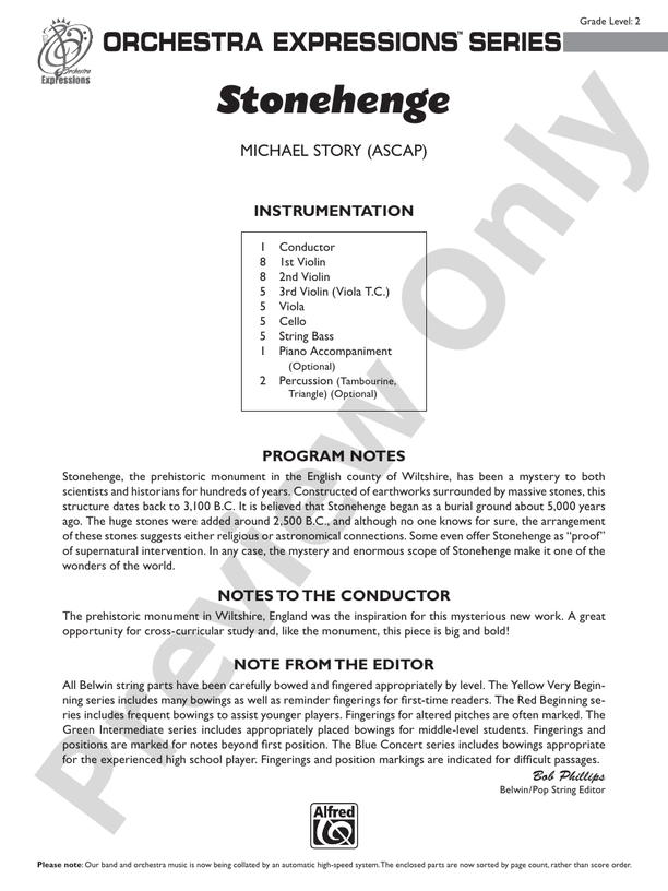 Stonehenge – String Orchestra Conductor Score & Parts (Digital Download)