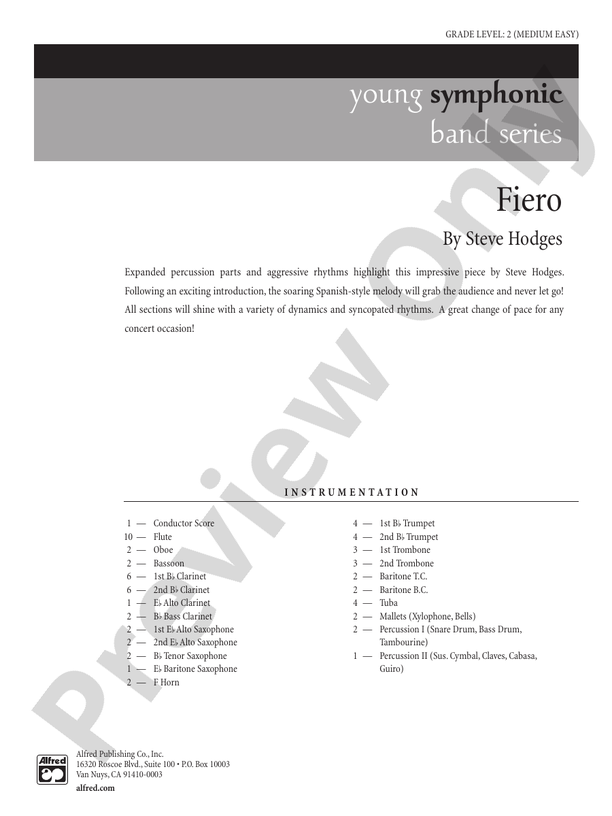Fiero - Concert Band Conductor Score & Parts (Digital Download)