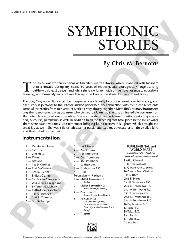 Symphonic Stories - Concert Band Conductor Score & Parts(Digital Download)