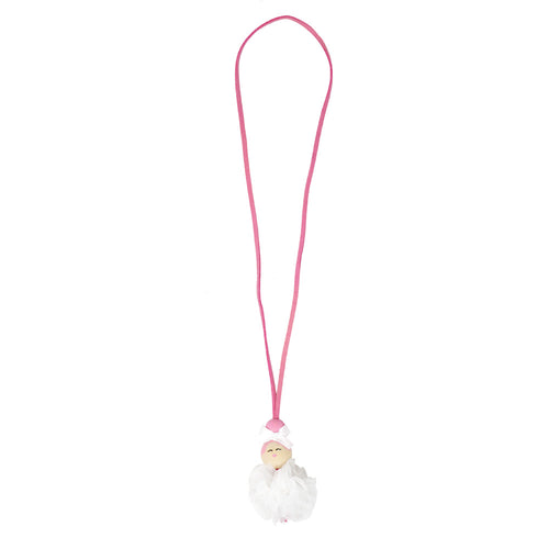 Hand Painted Wooden Bead Ballerina White Tulle Necklace