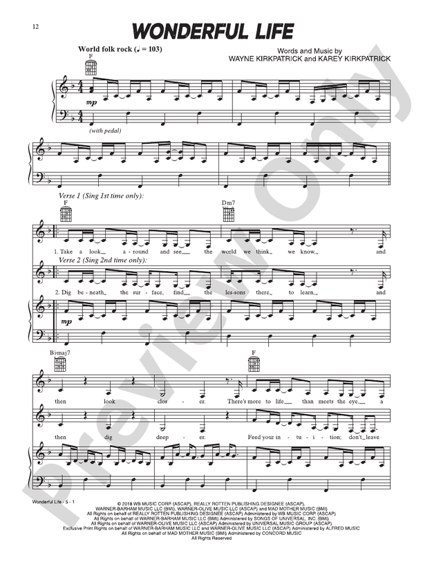 Wonderful Life (from Smallfoot) - PVG (Digital Download)